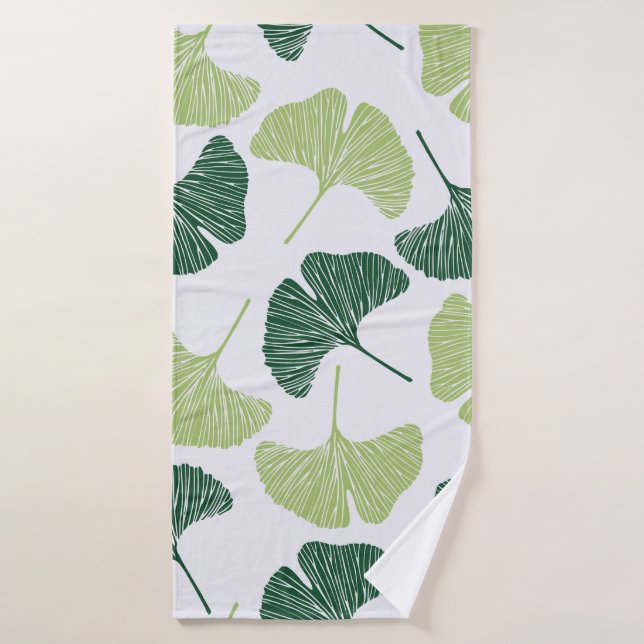 Seamless pattern Green ginkgo biloba  Bath Towel (Bath Towel)