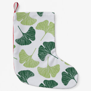 Seamless pattern Green ginkgo biloba  Small Christmas Stocking