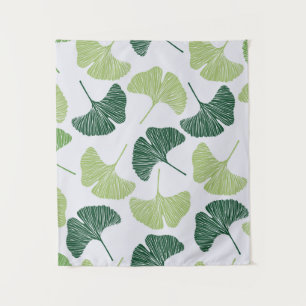 Seamless pattern Green ginkgo biloba Tapestry