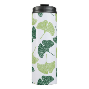 Seamless pattern Green ginkgo biloba  Thermal Tumbler