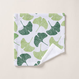 Seamless pattern Green ginkgo biloba Wash Cloth
