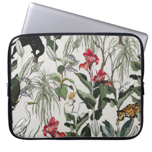 Seamless Pattern Hand Drawn Botanical Illustration Laptop Sleeve