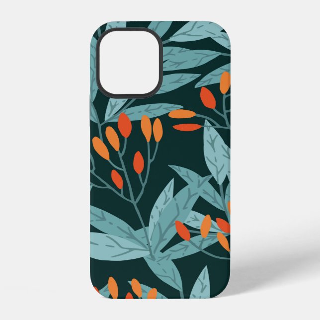 Seamless pattern hand drawn tree branches with lea iPhone case (Back)