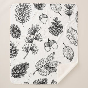 Seamless pattern. Hand drawn vintage illustrations Sherpa Blanket