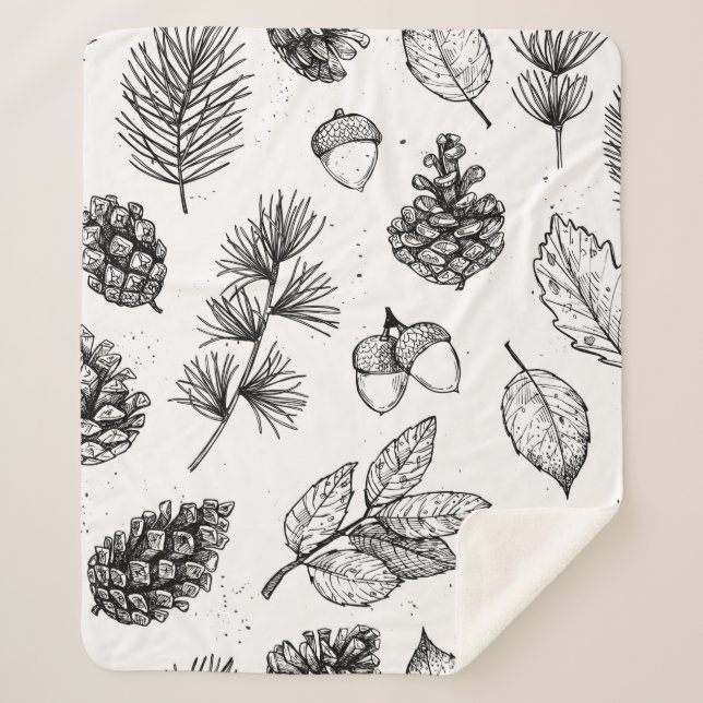 Seamless pattern. Hand drawn vintage illustrations Sherpa Blanket (Front)