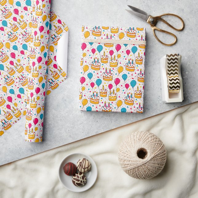 Seamless Pattern Happy Birthday Party Wrapping Paper (Crafts)