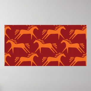 Seamless pattern horses poster