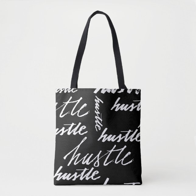 Seamless pattern hustle text grunge music handwrit tote bag (Front)