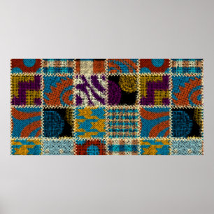 Seamless pattern. Imitation of a patchwork pattern Poster