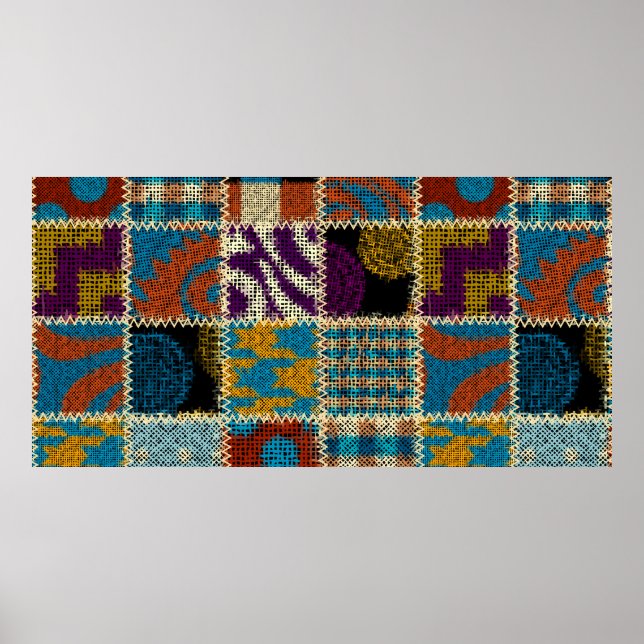 Seamless pattern. Imitation of a patchwork pattern Poster (Front)