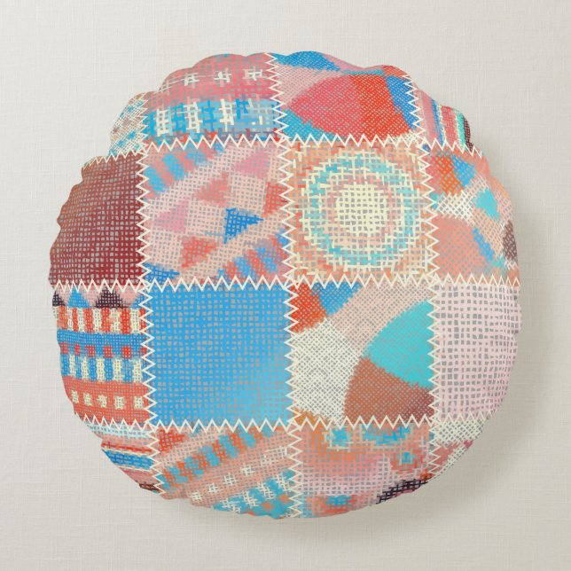 Seamless pattern. Imitation of a patchwork pattern Round Cushion (Front)