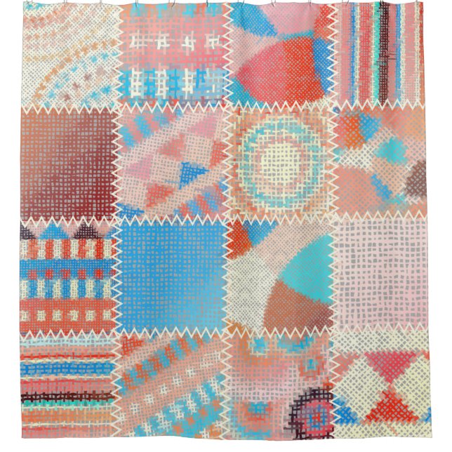 Seamless pattern. Imitation of a patchwork pattern Shower Curtain (Front)
