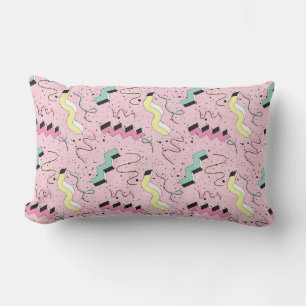 Seamless pattern in bright abstract retro style lumbar cushion