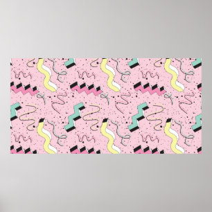 Seamless pattern in bright abstract retro style poster