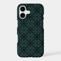Seamless Pattern In Bright Turquoise On Black