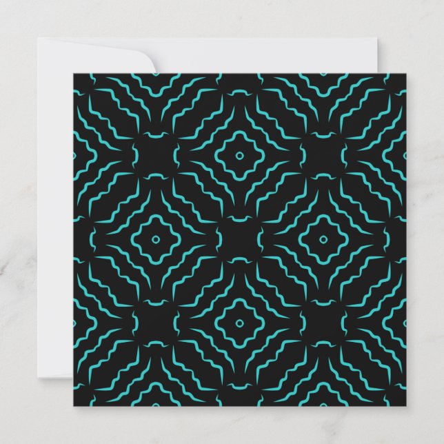 Seamless Pattern In Bright Turquoise On Black Card (Front)