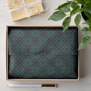 Seamless Pattern In Bright Turquoise On Black Tissue Paper