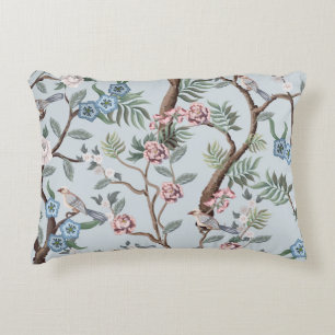 Seamless pattern in chinoiserie style with peonies decorative cushion