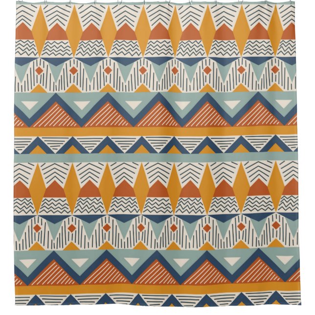 Seamless pattern in navajo style shower curtain (Front)