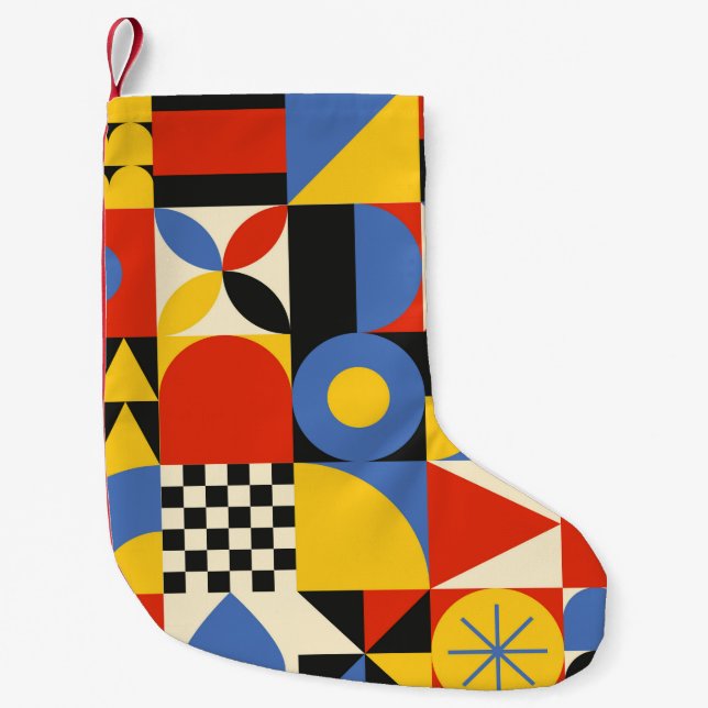 Seamless pattern in neogeo style. Simple geometric Small Christmas Stocking (Front)