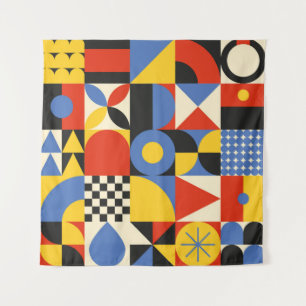 Seamless pattern in neogeo style. Simple geometric Tapestry