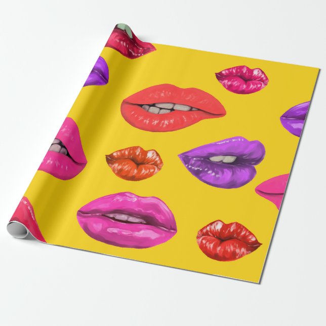 Seamless pattern in the 80's style, coloured glamo wrapping paper (Unrolled)
