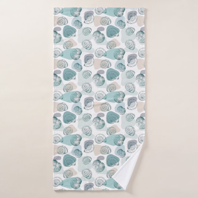 Seamless pattern in trendy colours with seashells bath towel (Bath Towel)