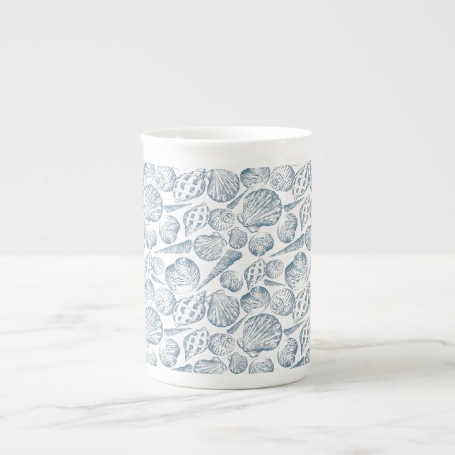 Seamless pattern in trendy colours with seashells  bone china mug (Front)