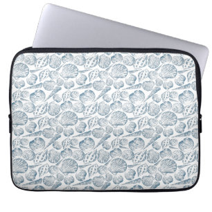 Seamless pattern in trendy colours with seashells laptop sleeve