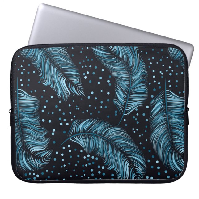 Seamless pattern, infinite texture. dark feather b laptop sleeve (Front)
