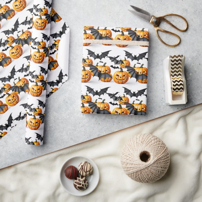 Seamless Pattern Jack O'lantern Halloween Wrapping Paper (Crafts)