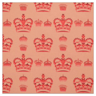 Seamless Pattern King's Crowns Of Red Colour Fabric