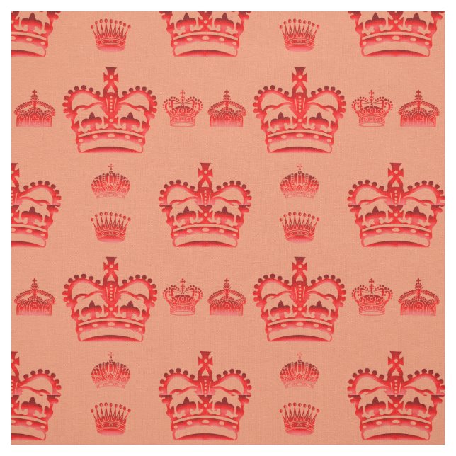Seamless Pattern King's Crowns Of Red Colour Fabric (Swatch)