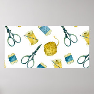 Seamless pattern knitting poster