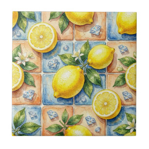 Seamless Pattern Lemons and Diamonds Tile