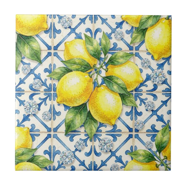 Seamless Pattern Lemons and Diamonds Tile (Front)