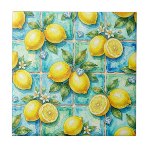 Seamless Pattern Lemons and Diamonds Tile