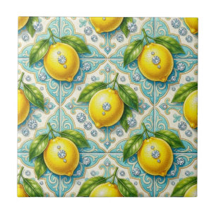 Seamless Pattern Lemons and Diamonds Tile