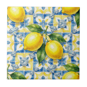 Seamless Pattern Lemons and Diamonds Tile