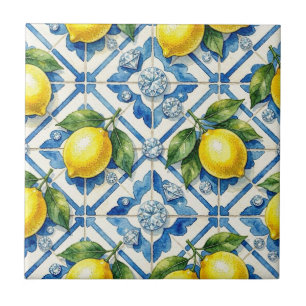 Seamless Pattern Lemons and Diamonds Tile