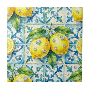 Seamless Pattern Lemons and Diamonds Tile