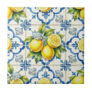 Seamless Pattern Lemons and Diamonds Tile