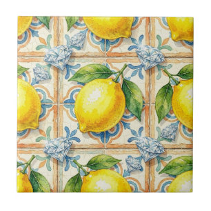 Seamless Pattern Lemons and Diamonds Tile