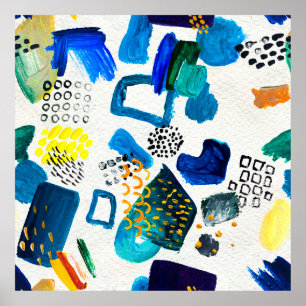 Seamless pattern made by hand drawn paint strokes. poster