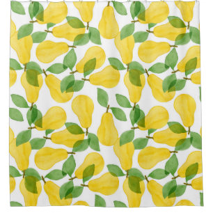 Seamless pattern made of pears with leaves shower curtain