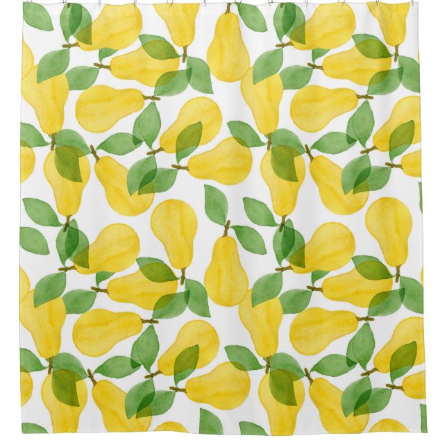 Seamless pattern made of pears with leaves shower curtain (Front)