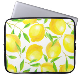 Seamless pattern made of watercolor lemons and lea laptop sleeve