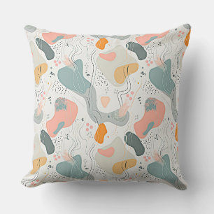 Seamless Pattern Memphis Style Design, white Backg Cushion