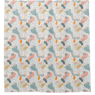 Seamless Pattern Memphis Style Design, white Backg Shower Curtain