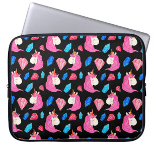 Seamless pattern of a magic unicorn with multicolo laptop sleeve